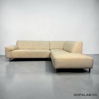 Pfister-Ecksofa aus Echtleder, pistazien-beige