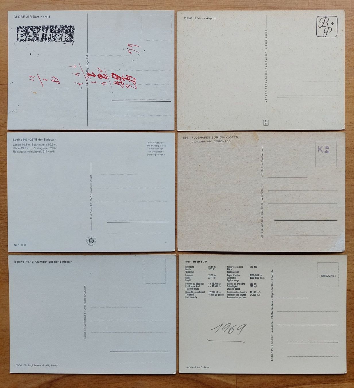 Cartoline postali: 6 Ansichtskarten Swissair Globe Air – Usato da Obfelden venduto da Foto_Bild_Kunst_Buch 1