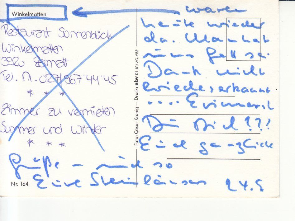 Cartoline postali: Winkelmatten ca. 1990 – Usato da Bürglen TG venduto da StampGraf 1