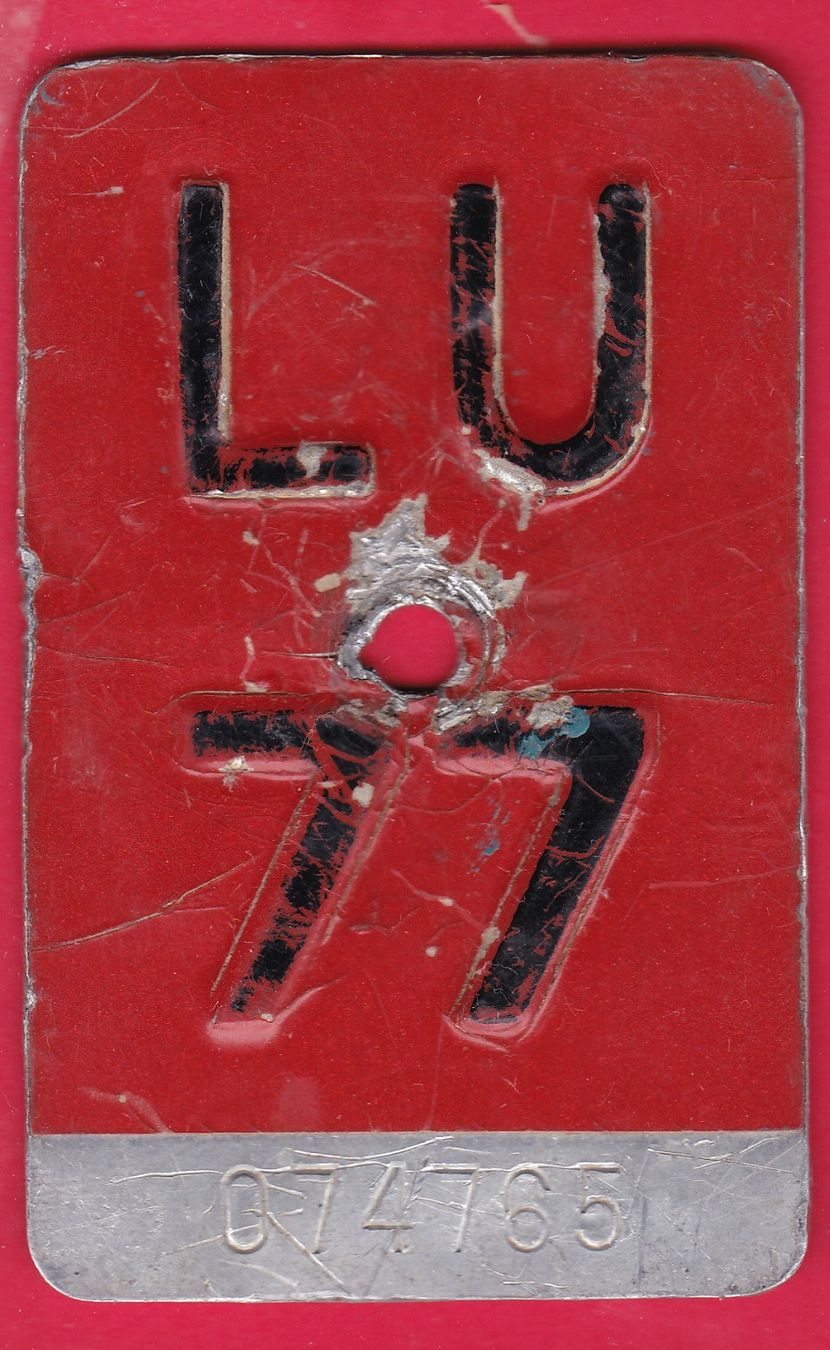 Schilder: VELONUMMER / FAHRRADSCHILD, LU 77 – Gebraucht aus Oberrieden von Gebirgsstelze