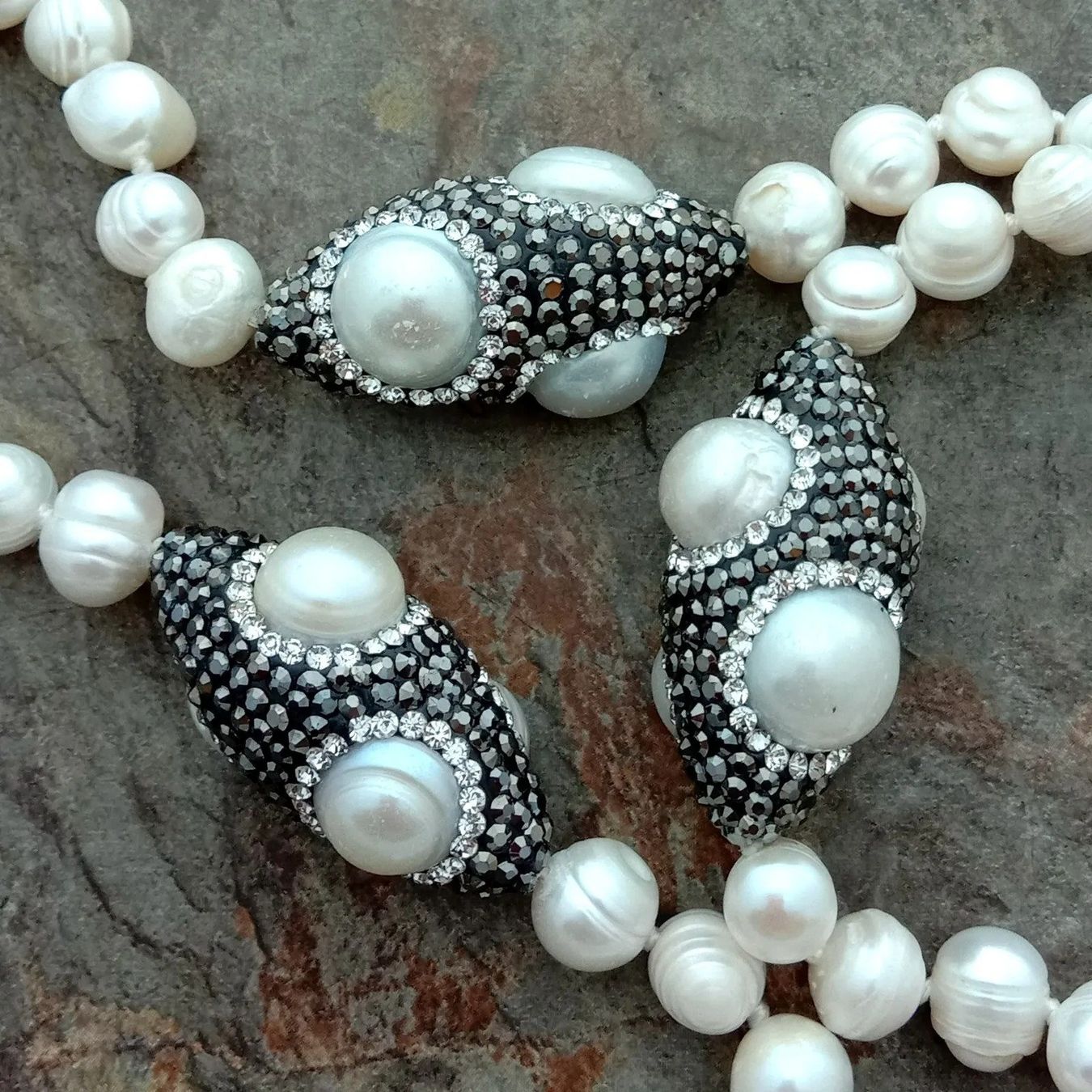 Ketten: Statement 96cm weiss Perlen Kette Echt Collier Perle blanche – Neu (gemäss Beschreibung) aus Prilly von ilyria73 4