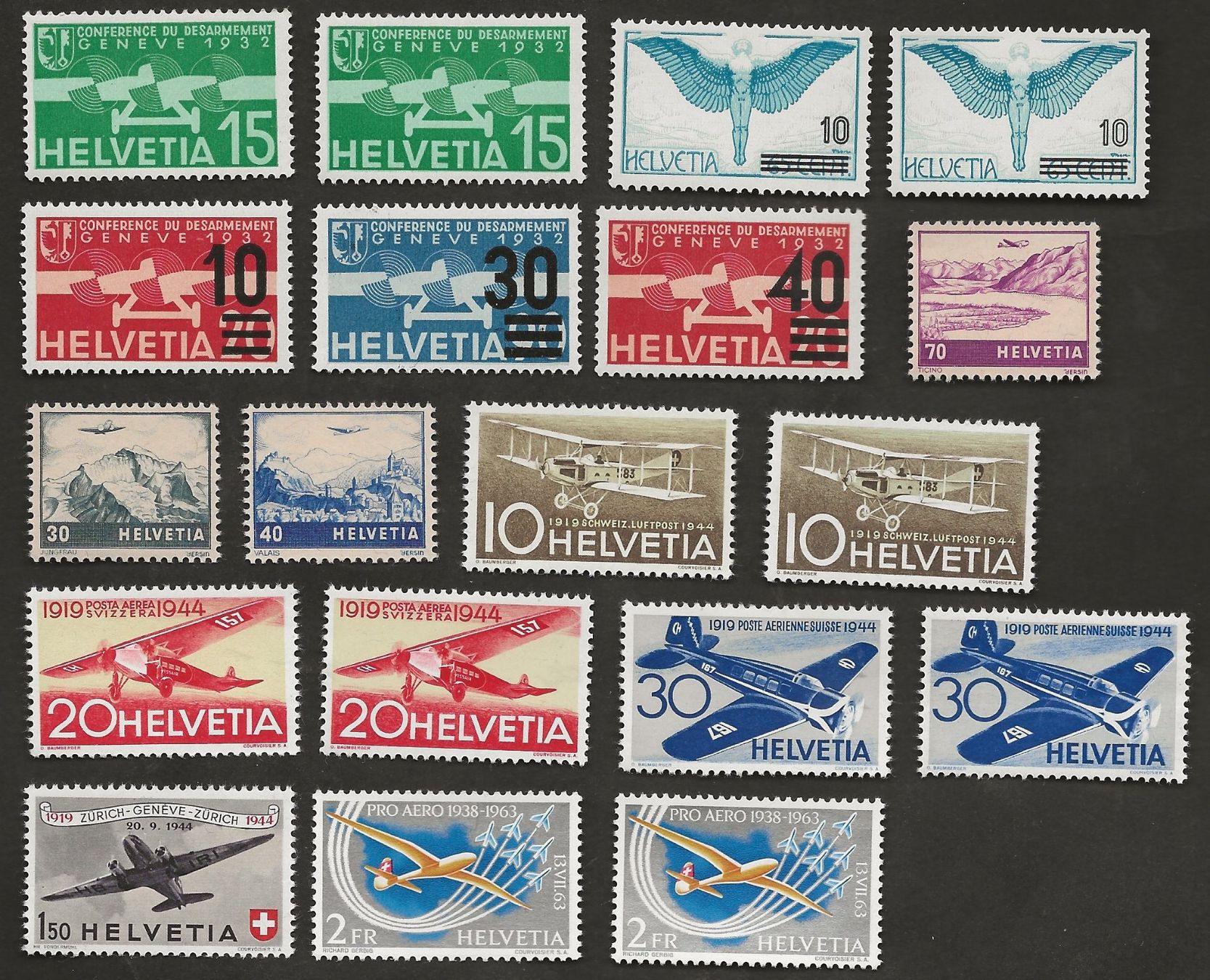 Alle Briefmarken: Schweiz Flugpost  19 Marken postfrisch Katalog 155.- – Neu (gemäss Beschreibung) aus Au ZH von xelagreb01