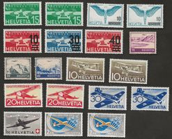 Schweiz Flugpost  19 Marken postfrisch Katalog 155.-