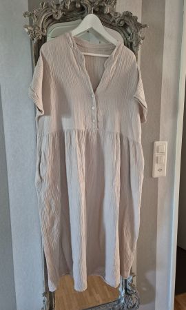 Musselin Kleid Baumwolle XL beige