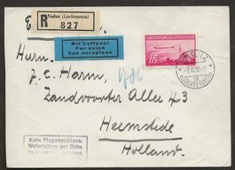 Flugpost Schweiz 1936 Zeppelin Marke Liechtenstein Luftpost