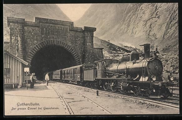 Cartoline postali: Goeschenen, Gotthardbahn, Dampflok am gr – Usato da Berlin venduto da bartko-reher