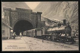Goeschenen, Gotthardbahn, Dampflok am gr