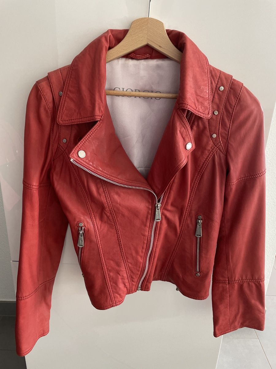 Jacken: Veste cuir Giorgio orange – Gebraucht aus Montagny-la-Ville von Sissi-Sissi
