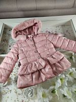 Süsse Mädchen Winterjacke Gr. 98 rosa gepunktet Pelz Kapuze