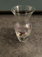 Glasvase mit Blumenmuster, Handbemalt, Top Zustand!