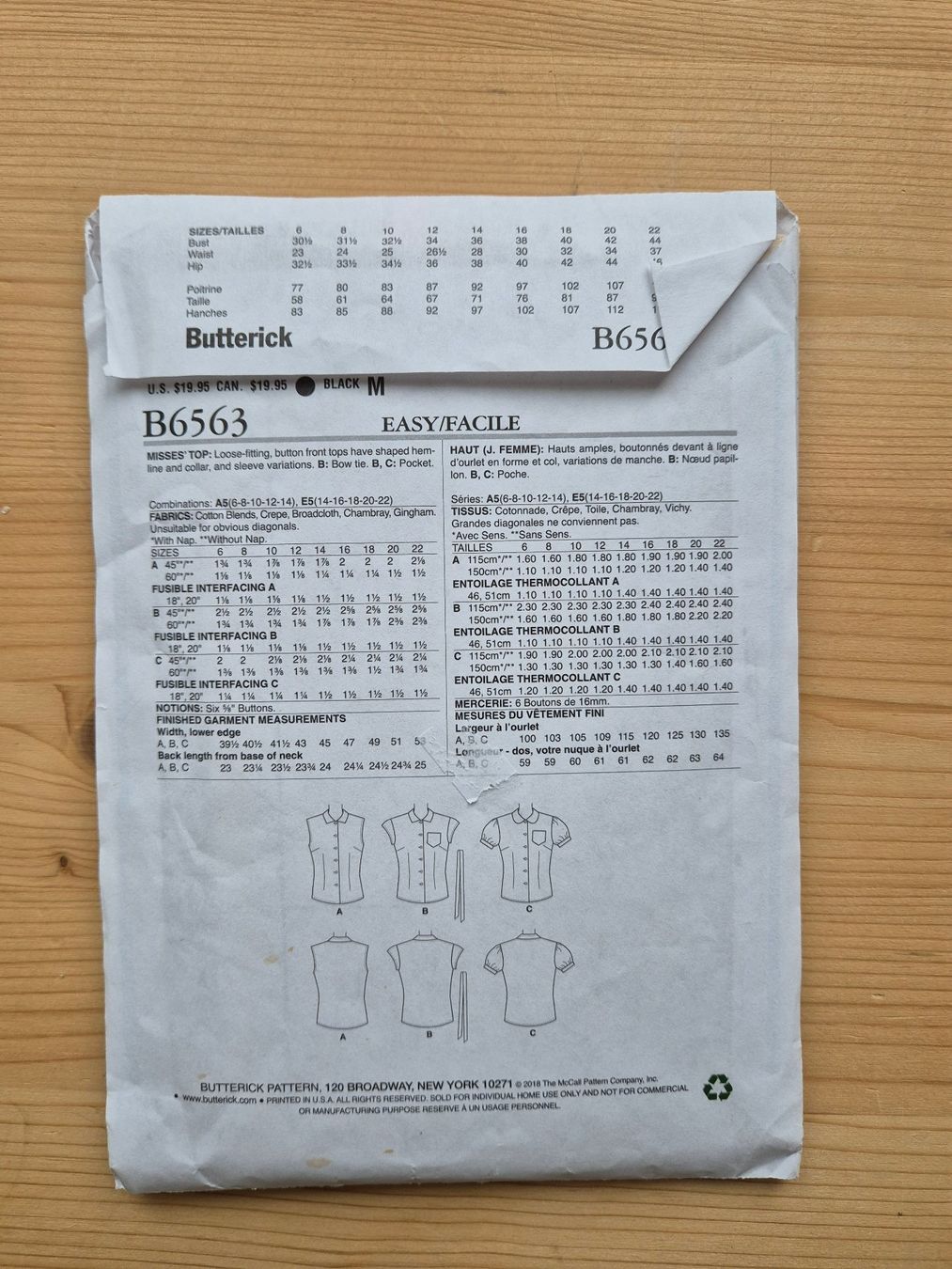 Schnittmuster: Schnittmuster Butterick: Bluse – Gebraucht aus Büttikon AG von Annale 1