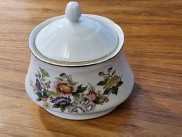 Zuckerdose Porzellan Golddekor Vintage Blütendeko Ranmaru