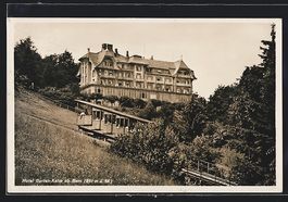 AK Bern, Bergbahn vor Hotel Gurten-Kulm