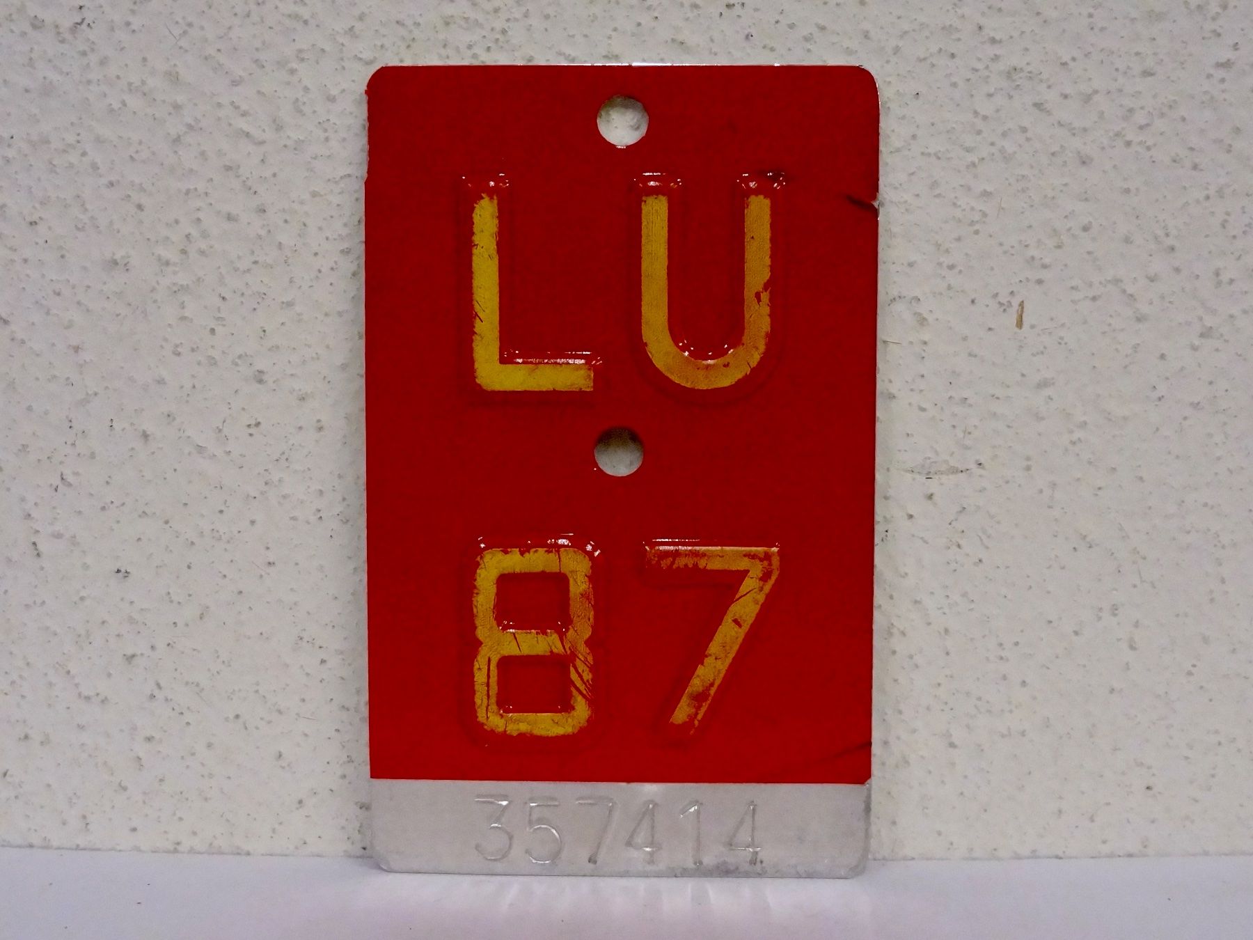Insegne: LU 87 VELONUMMER - FAHRRADSCHILD – Usato da Kerzers venduto da zimmergruen