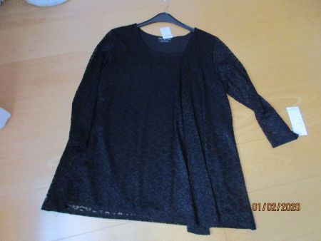 ONE ONE Blusenshirt Spitzen schwarz 40