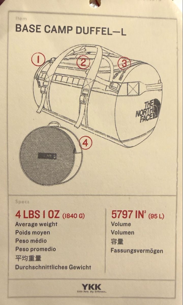North Face Zaini: Sac base Duffel   North Face 95l  – Nuovo e nell'imballaggio originale da Genève venduto da flocon06 4