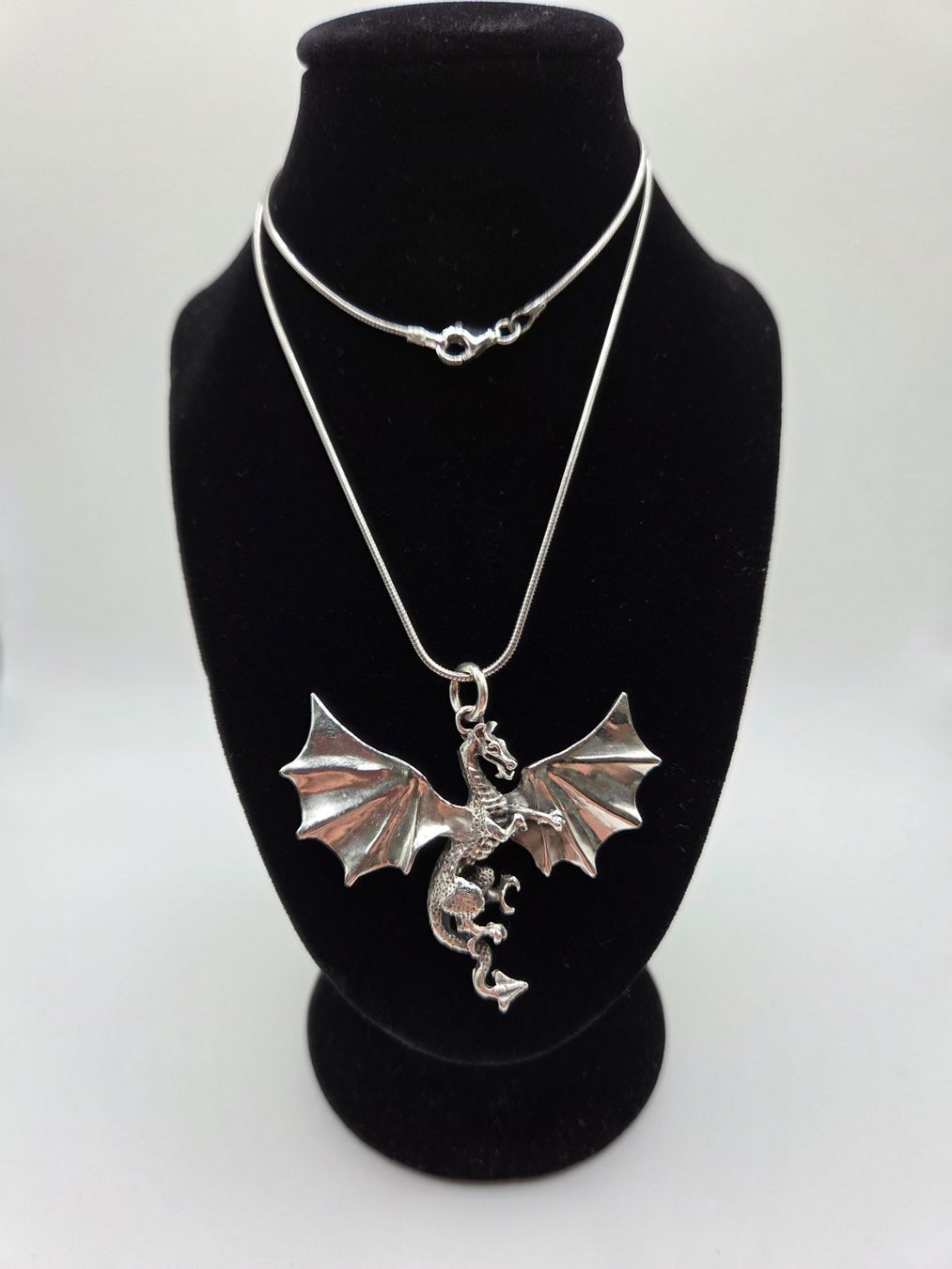 Ketten: Schlangenkette mit Drachen Anhänger 925 Silber – Gebraucht aus Füllinsdorf von Faulan_6