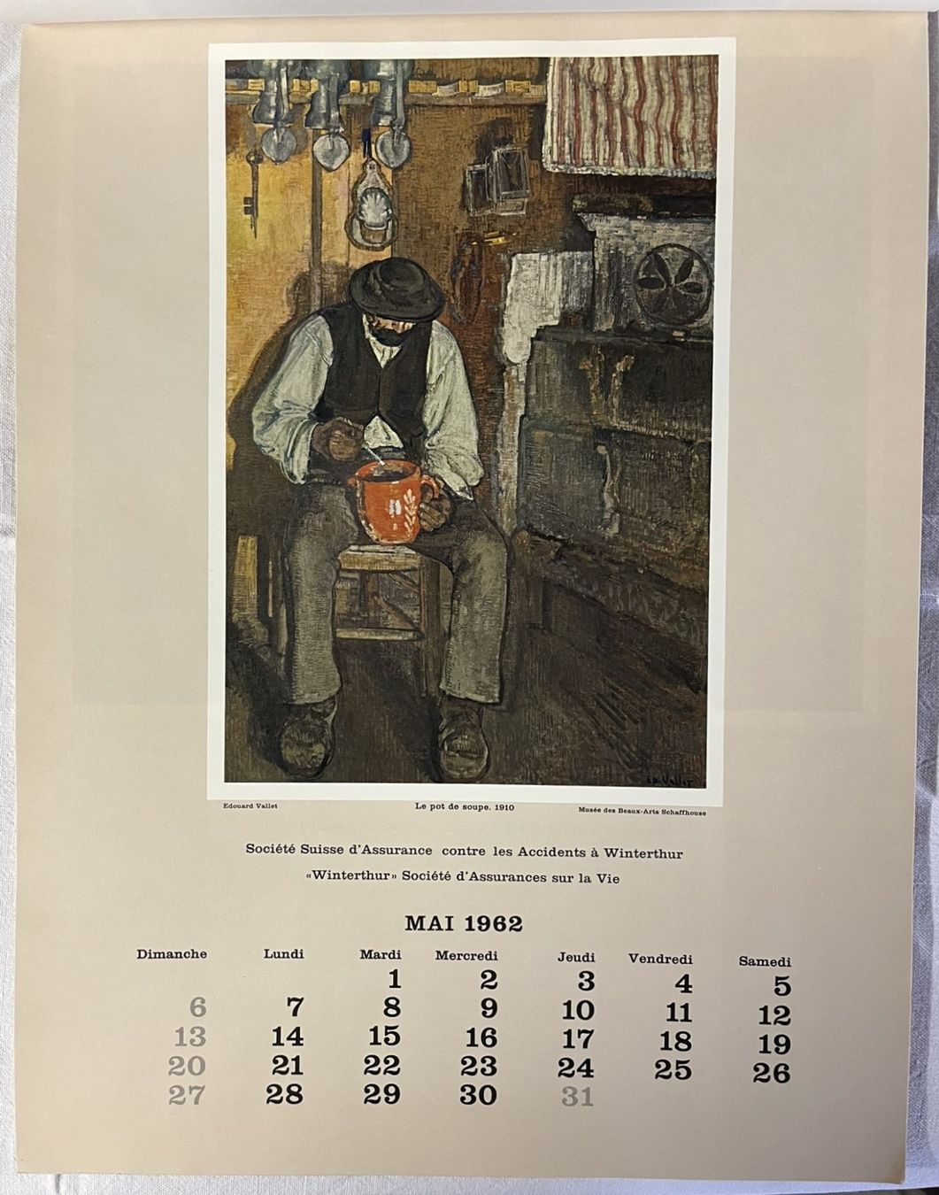 Calendari: Winterthur Versicherungen Kalender 1962 – Usato da Fribourg venduto da Kumpaan 3