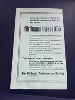 Antike Traktorenwerbung Hürlimann Diesel D 50 ca.1949