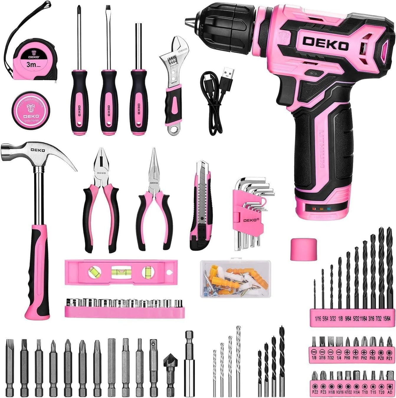 Alle Werkzeuge: Werkzeugkoffer 133-teilig mit 12V Akkuschrauber Rosa – Neu und originalverpackt aus St. Gallen von RestpostenSG 1