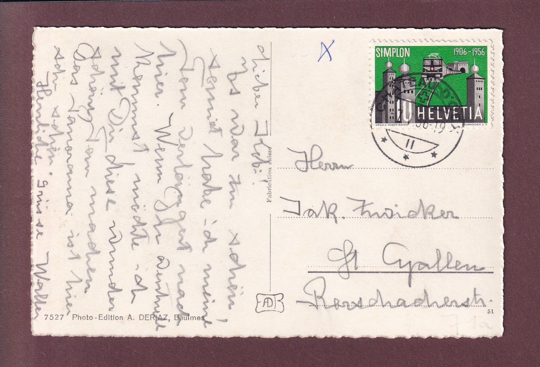 Ansichtskarten: CHÂTEAU D'OEX - 1956 – Gebraucht aus Pully von nicecards 1