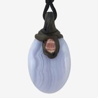 Chalcedon Steinanhänger (Cabochon) mit Rhodochrosit