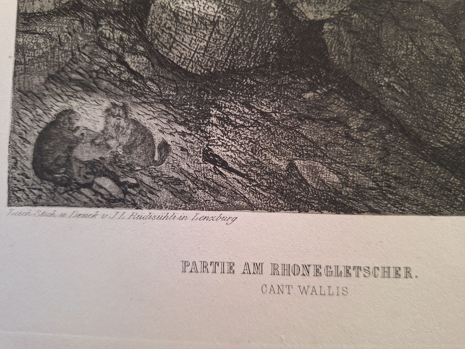 Incisioni: 2 gravures : RHONEGLETSCHER et SIMPLON – Usato da Bevaix venduto da bohrap 1