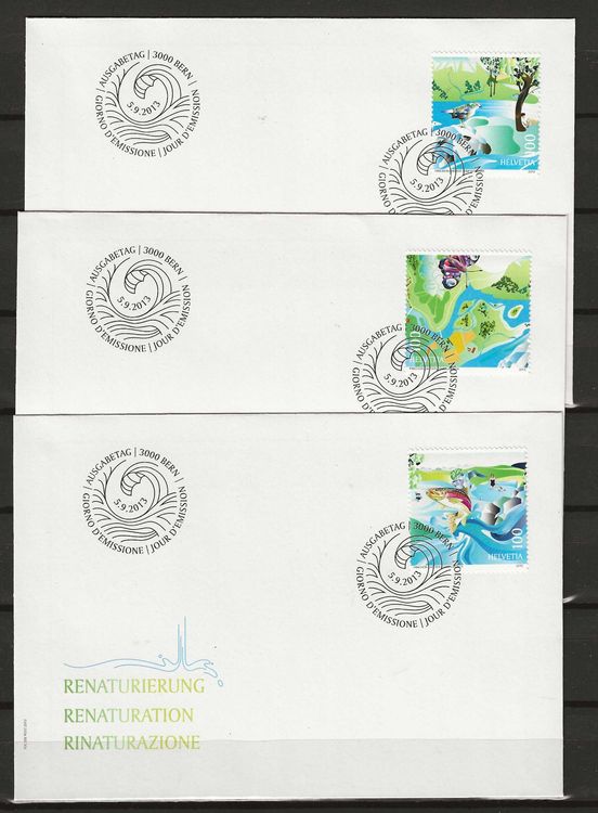 F1474 - 3 FDC Renaturation isolé (Gebraucht) in Trélex für CHF 3 – mit ...