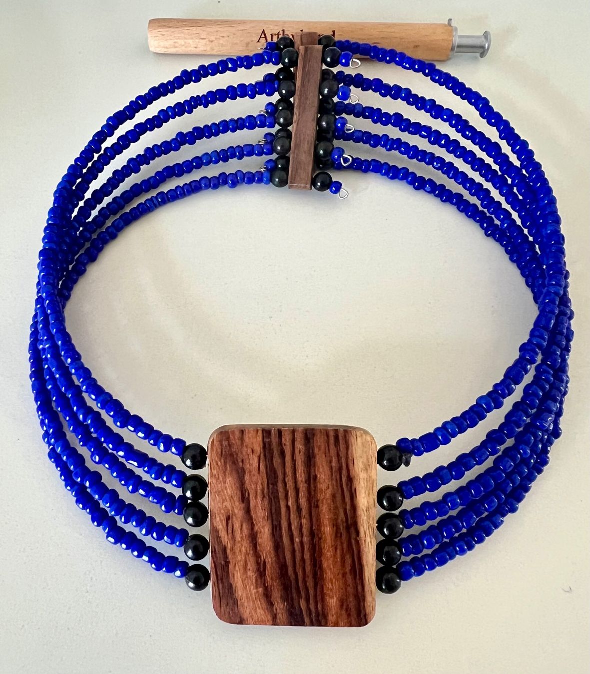 Catenine: Beidseitig tragbare Statement Kette Perlmutt & Holz 5-Strang – Usato da Ruswil venduto da artbyhand 3