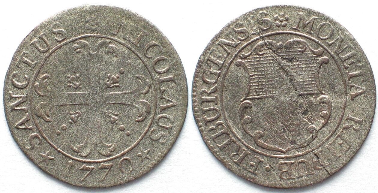 Tutti le monete: FREIBURG Halbbatzen 1770 Billon – Usato da Riehen venduto da sesambestcoins2004