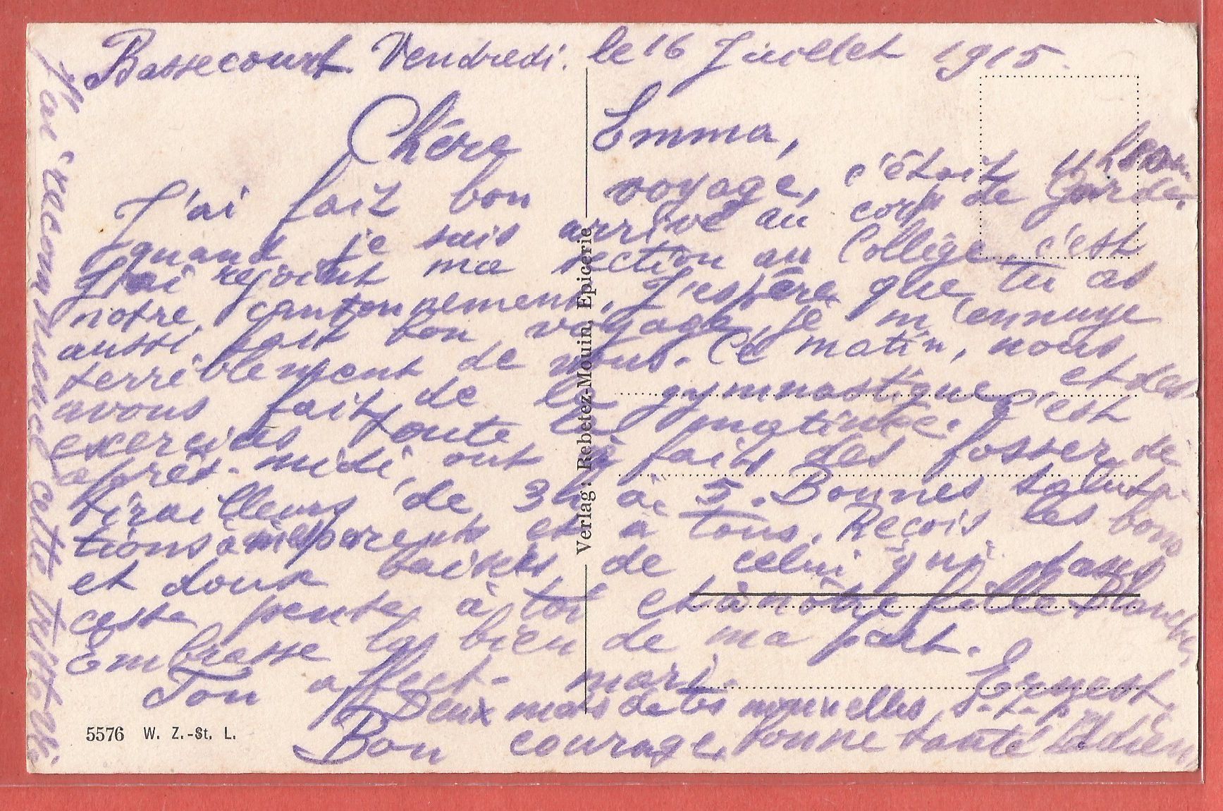 Cartoline postali: Bassecourt mit Bahnhof - La Gare - 1915 – Usato da Fislisbach venduto da Porano 1