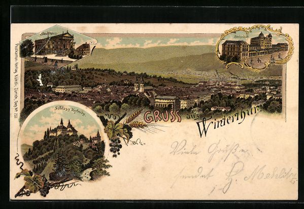 Ansichtskarten: Litho Winterthur, Teilansicht, Schloss K – Gebraucht aus Berlin von bartko-reher