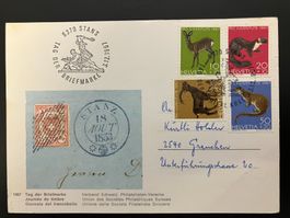 Postkarte Tag der Briefmarke Stans 1967 (J220-J223)