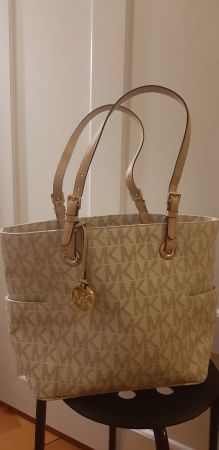 MICHAEL KORS Tasche NEU! Logo Beige Weiss