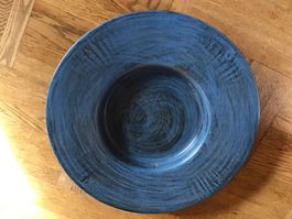 Metall-Teller blau, rund gross, Durchmesser 45.5 cm