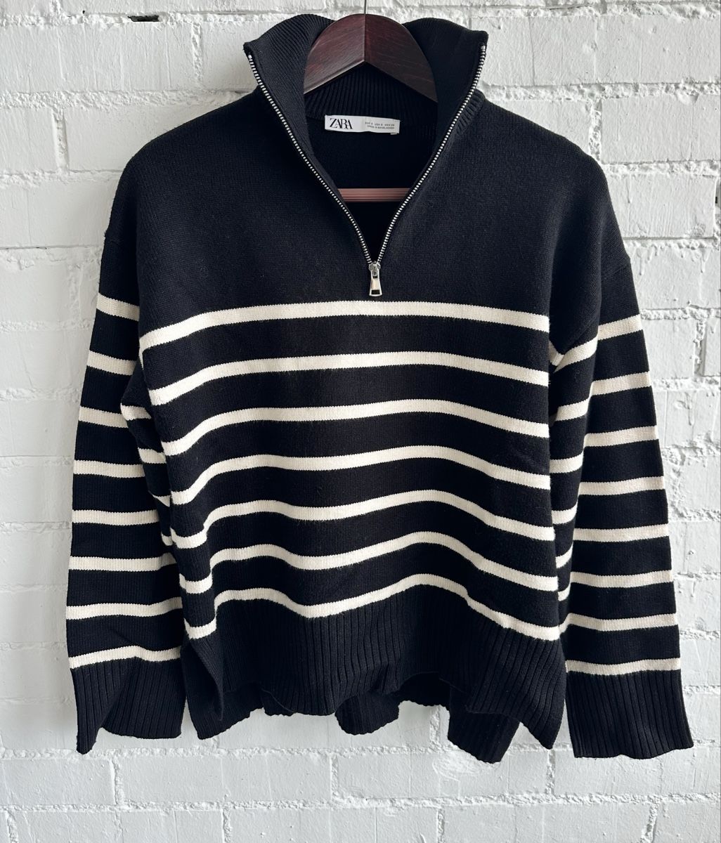 Zara Maglioni & Felpe: ZARA Strickpullover gestreift mit Zipper / Gr. S – Usato da Bern venduto da Fraeuleinhonig