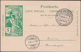 1900, UPU-FDC Karte von BERNE nach BEUNDENFELD (BE), Luxus!