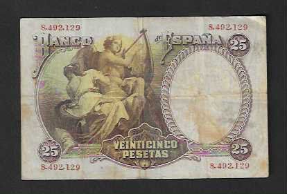 Banconote: Spanien   25  Pesetas  1931  Gebraucht – Usato da Gordola venduto da coinsandnotes 1