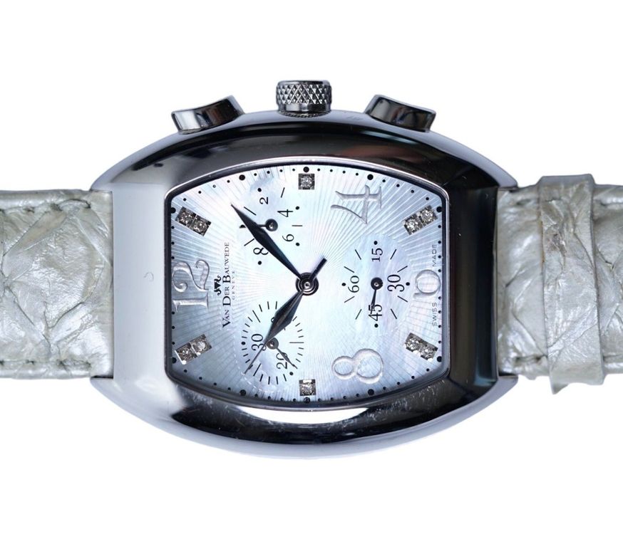 Bracelet Manchette Van Der Bauwede Genève - Cuir Rouge, Argent 925 Vermeil, Occasion Luxe