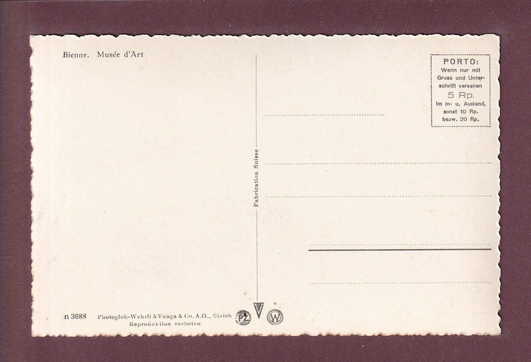 Cartoline postali: BIEL - Kunsthaus – Usato da Pully venduto da nicecards 1