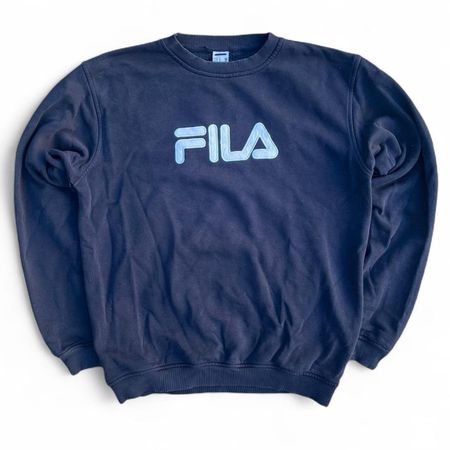 Vintage Fila Spellout Sweater Navy Unisex