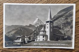 Kirche Zermatt mit Mont Carvin