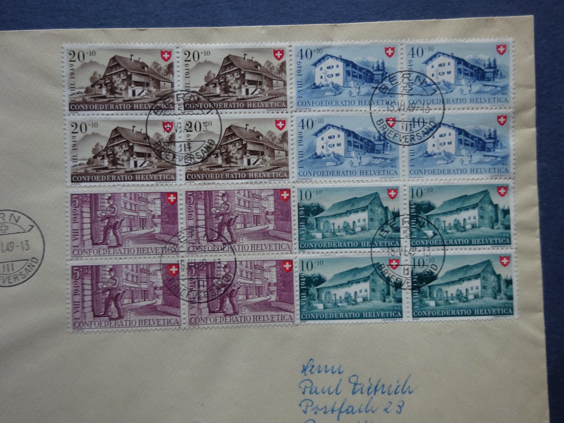 Tutti i francobolli: 1949 Pro Patria im 4er Block auf FDC – Usato da Appenzell-Steinegg venduto da adi1975 2