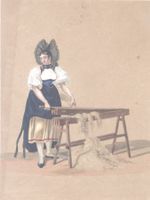 Berner Tracht "Brächete" Aquarell/Pastell