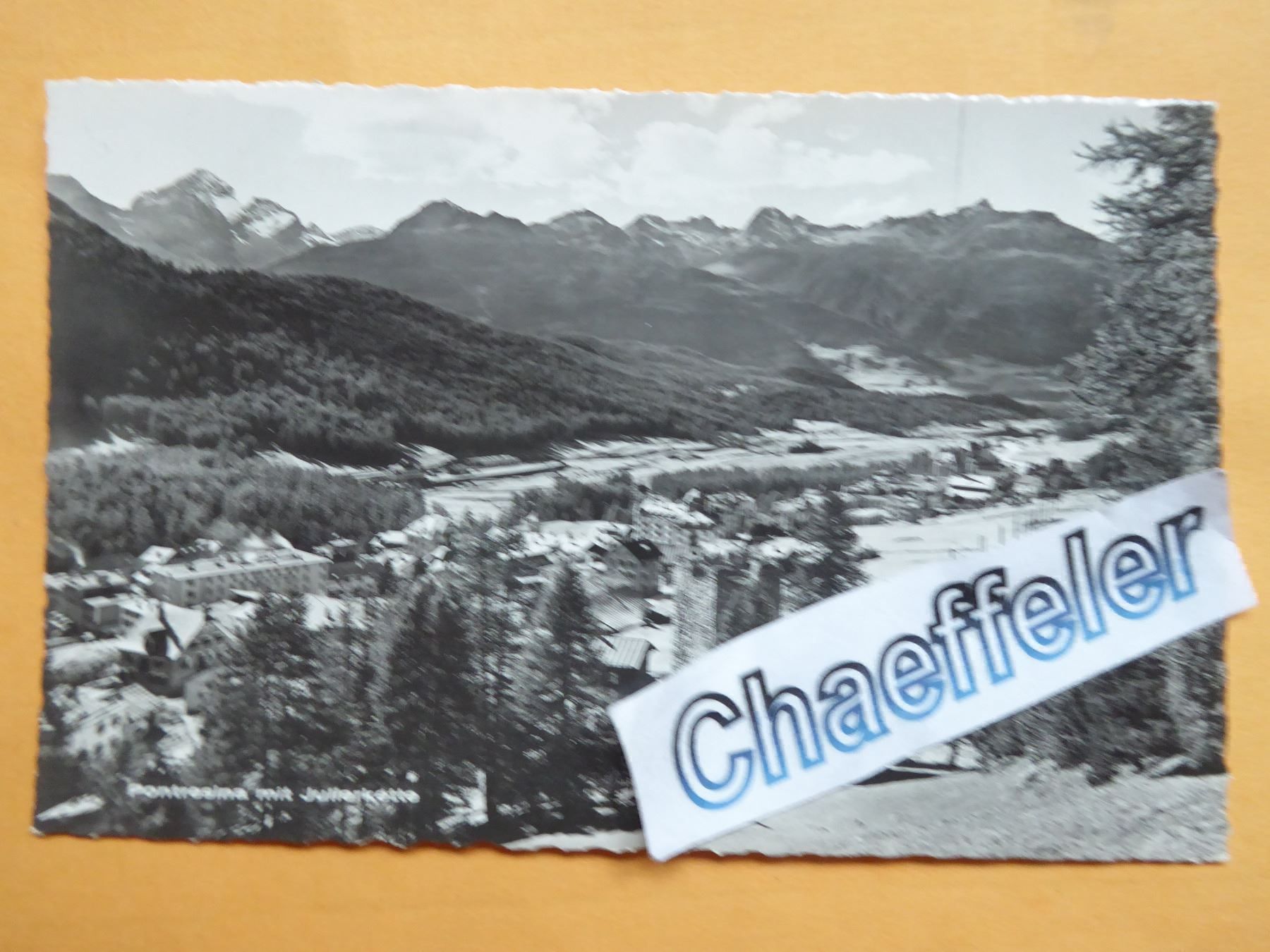Ansichtskarten: 1951  Pontresina mit Julierkette. – Gebraucht aus Zürich von Chaeffeler