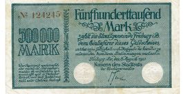 Freiburg 500000 Mark Prägestempel 08.08.1923 SS++-VZ