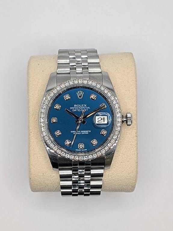 Rolex Orologi: Rolex Datejust 36 116244 Diamond Bezel Blue Dial Full Set – Usato da Caux venduto da MateoAerny 2