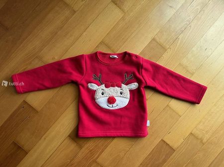 Roter Weihnachts Rentier Pullover, Grösse 74