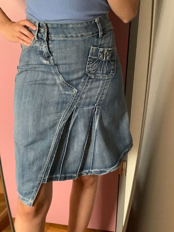 Mini jupes en Denim bleu pour femmes, décontractées, Vintage, taille haute, poches, ligne a, Y2k, Streetwear, bas Slim, été, 2024  200000345