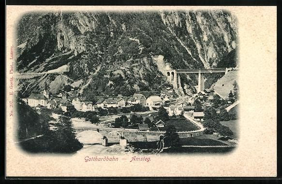 Cartes postales: Amsteg, Gotthardbahn, Ortschaft von oben – D'occasion à Berlin par bartko-reher